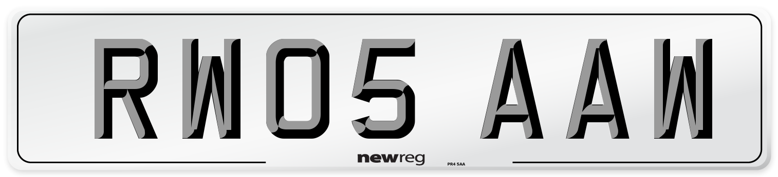 RW05 AAW Number Plate from New Reg